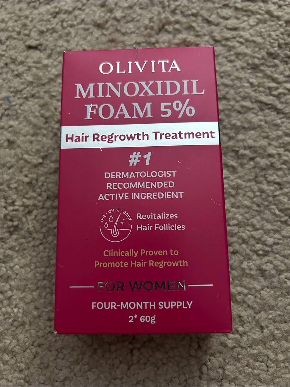 Minoxidil Foam 5% Hair Regrowth Treatment for Women - Pink